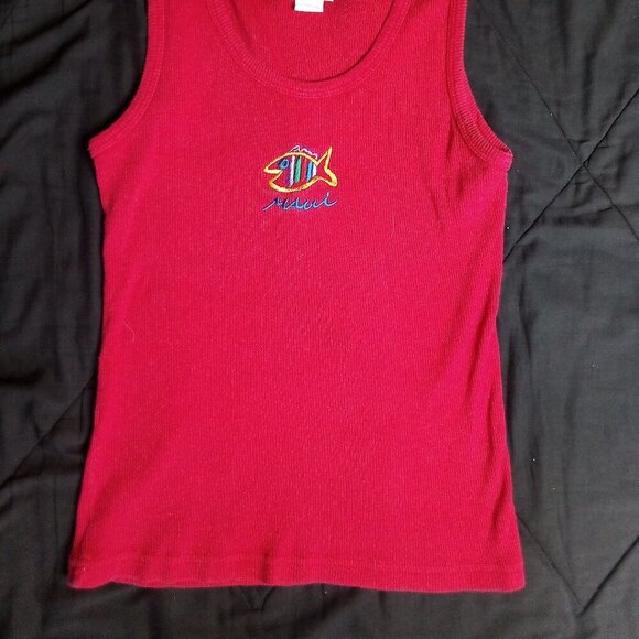 Vintage Sgt. Leisure Maui Fish Embroidered Ribbed Tank Top Shirt - Picture 3 of 6
